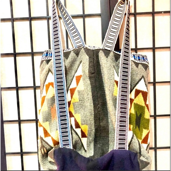 BACKPACK handmade Woven Wool native scene boheimian size16x16 preowned good cond - Picture 3 of 15